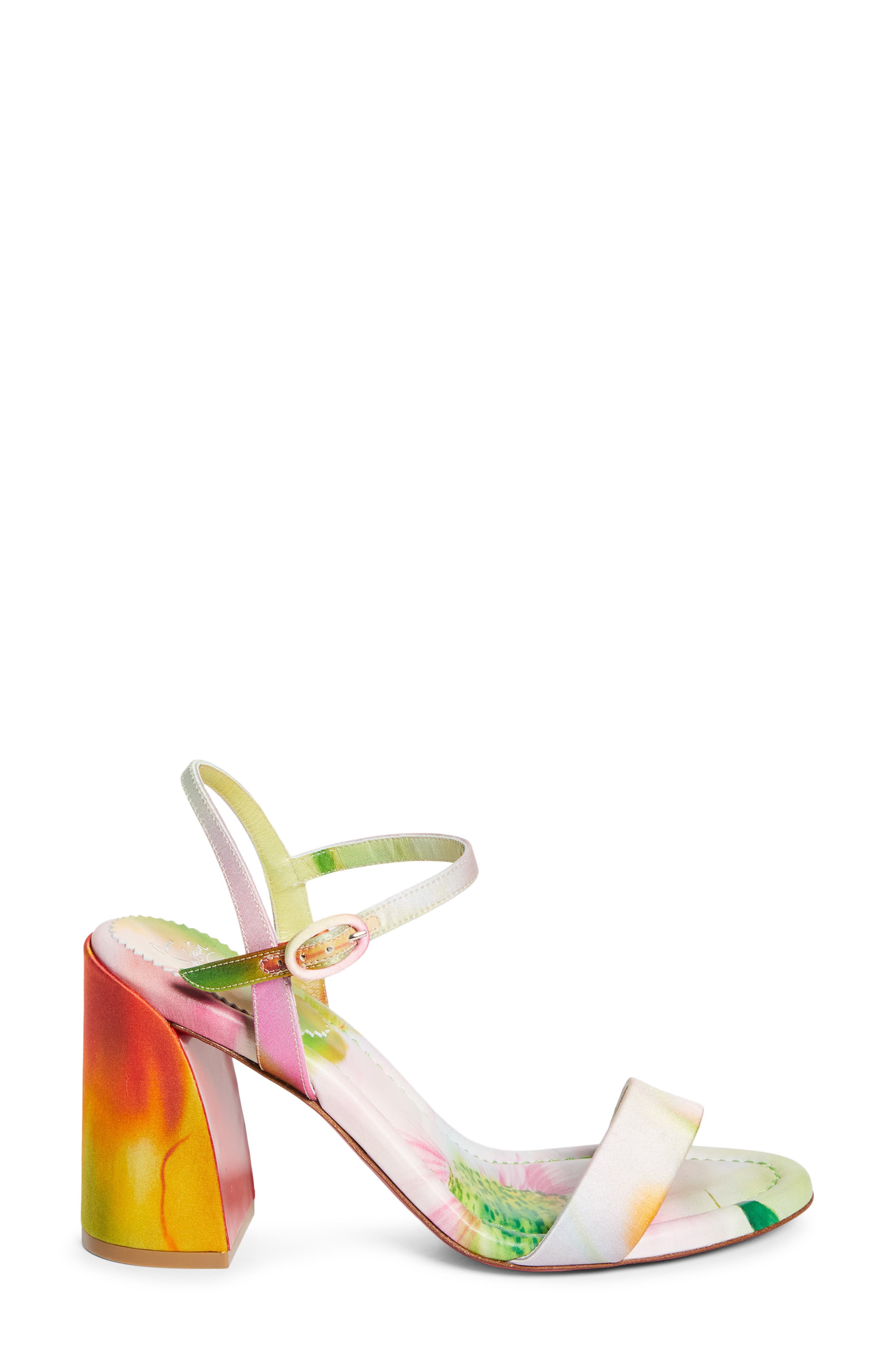 Christian Louboutin Jane Floral Print Block Heel Sandal, Alternate, color, Ivory Multi