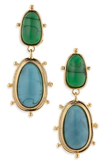 Cara Crystal Button Earrings In Blue
