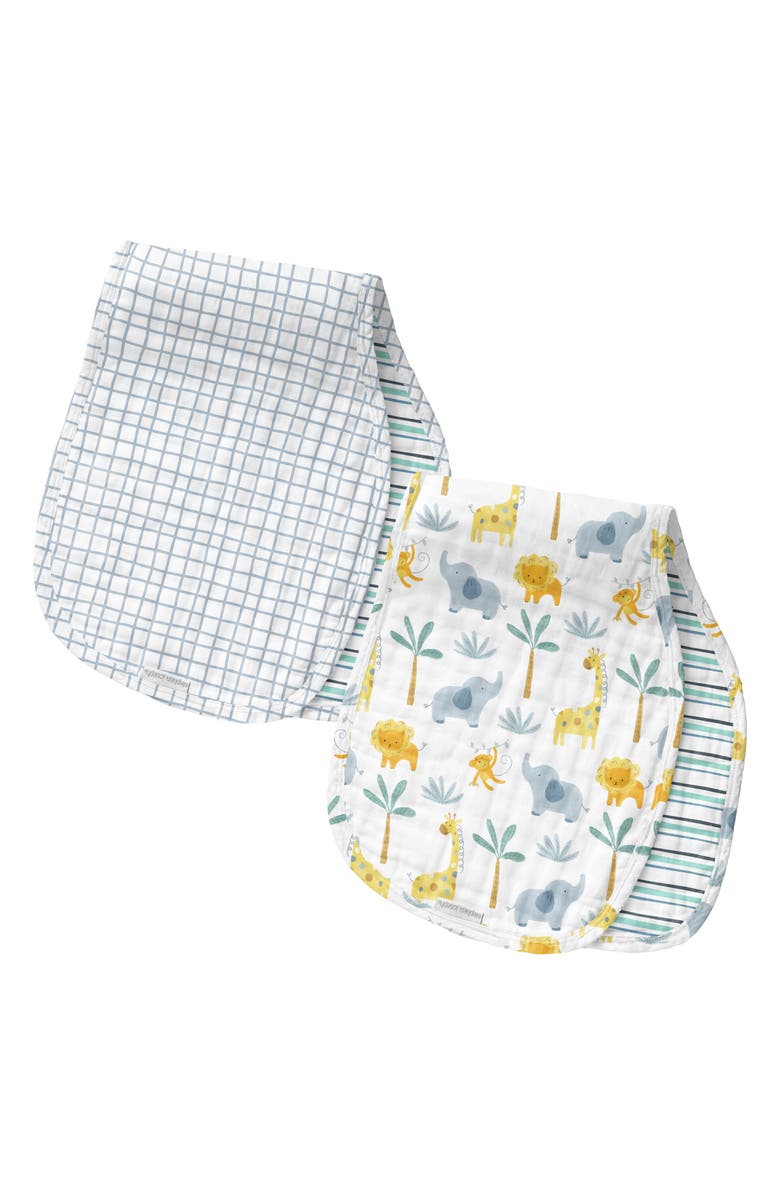 Stephen Joseph 2-Pack Reversible Cotton Muslin Burp Cloths, Main, color, Zoo