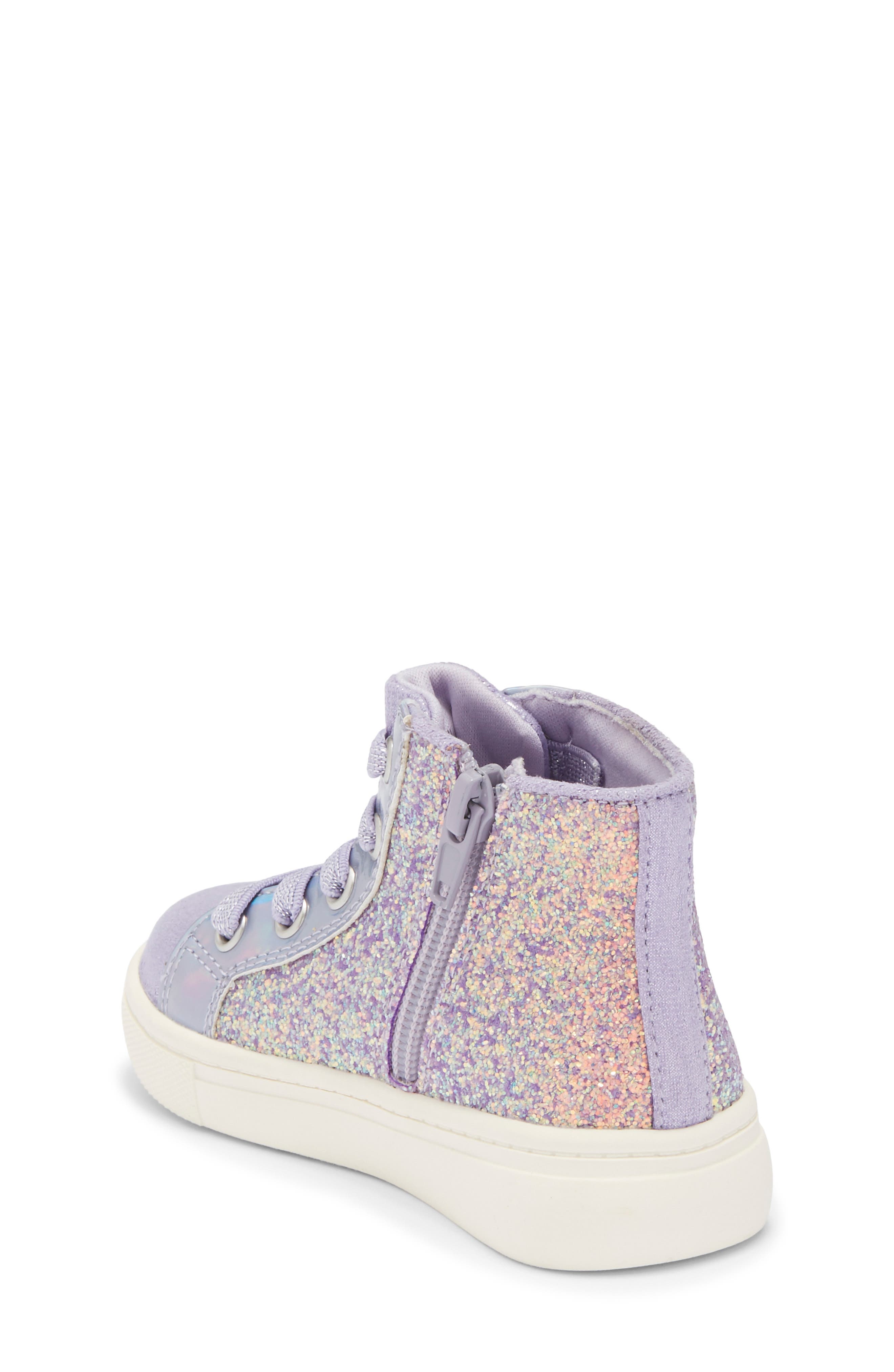 Harper Canyon Kids' Aimie High Top Sneaker, Alternate, color, Purple Glitter