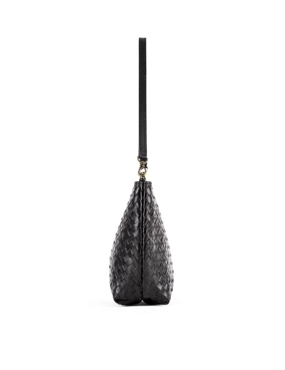 Deux Mains Woven Leather Shoulder Bag, Alternate, color, Black