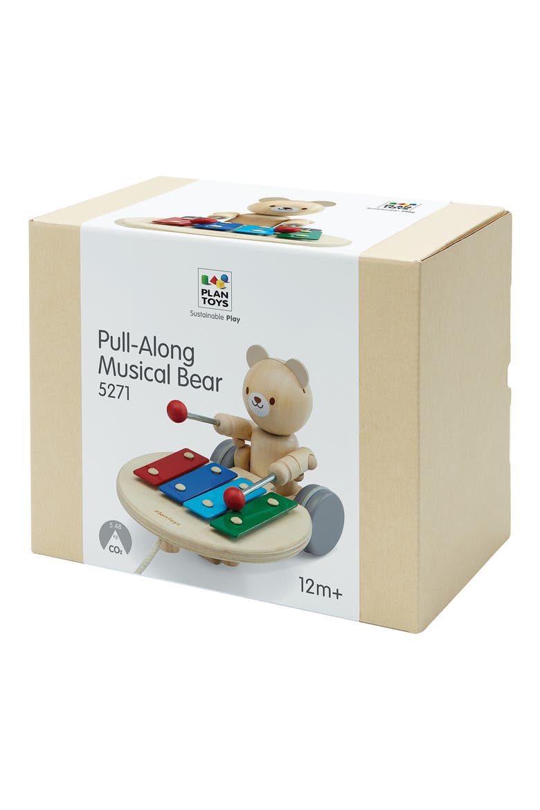 Pull Along Musical Bear, Alternate, color, NATURAL