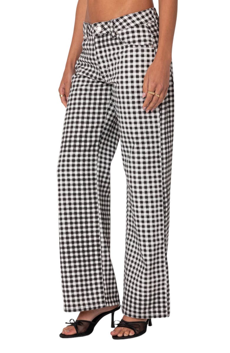 EDIKTED Gingham Print Straight Leg Pants, Alternate, color, 