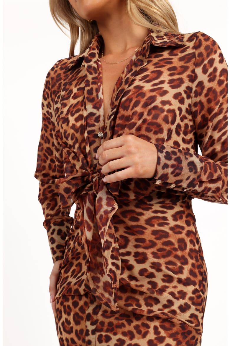 Calista Long Sleeve Shirtdress, Alternate, color, LEOPARD