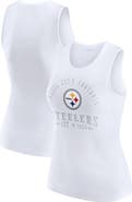 WEAR by Erin Andrews Women's WEAR by Erin Andrews  White Pittsburgh Steelers Ribbed Graphic Tank Top