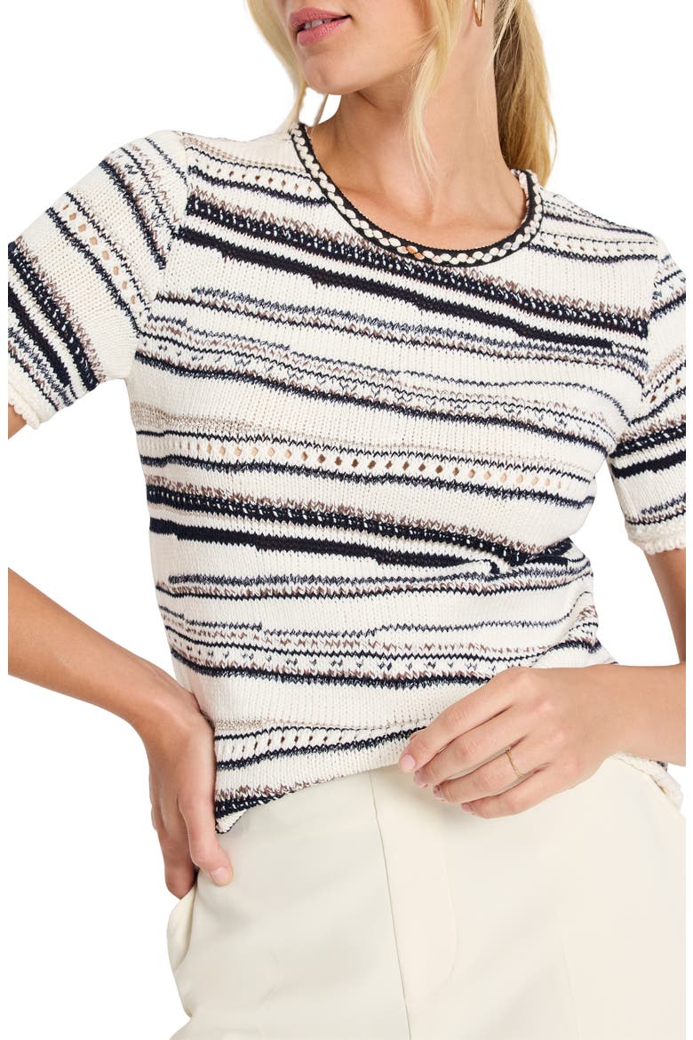 Shoreline Mix Stripe Short Sleeve Sweater, Alternate, color, NEUTRAL MULTI