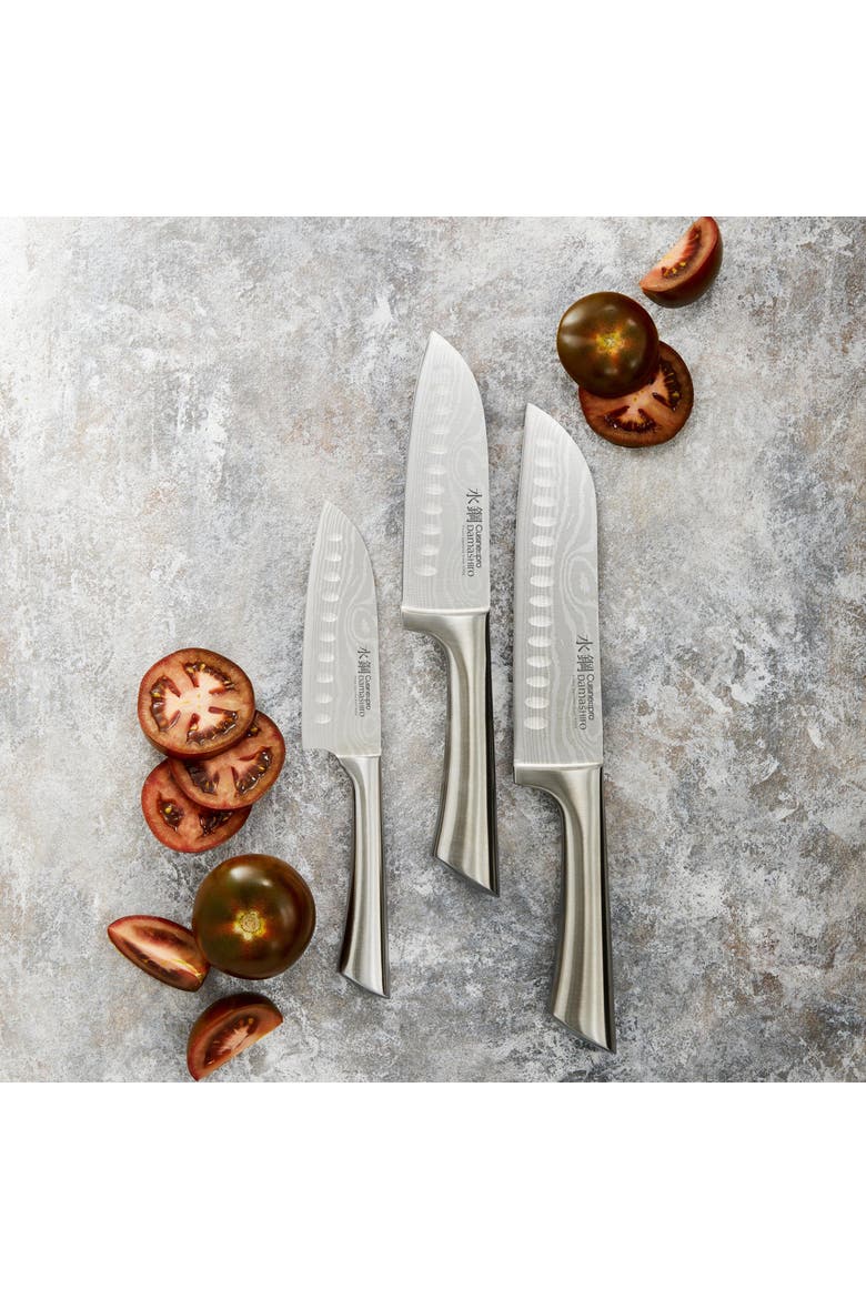 Damashiro® 3-Piece Santoku Knife Set, Alternate, color, Silver
