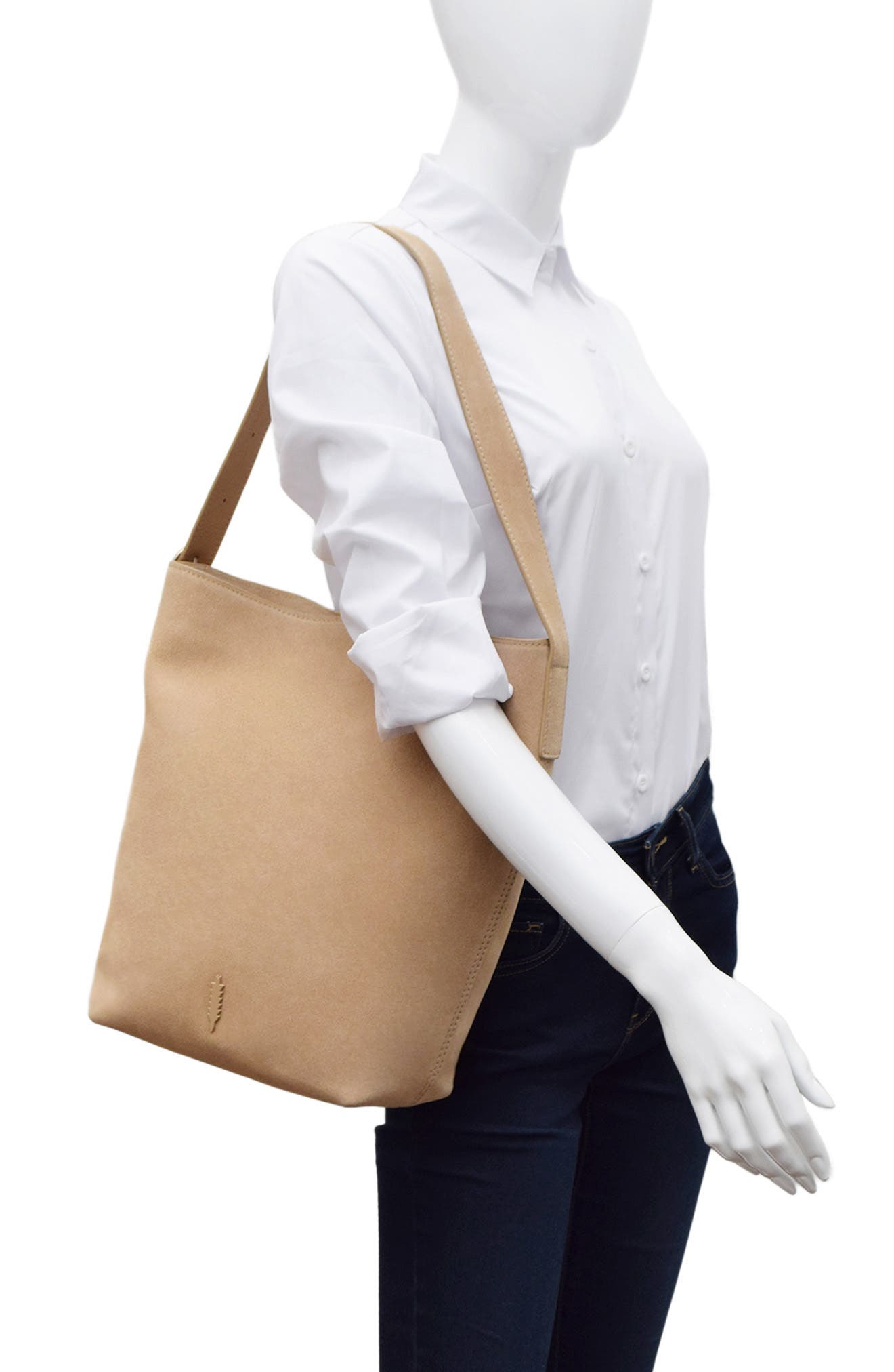 Thacker Jayden Large Suede Bucket Bag, Alternate, color, Nutmeg