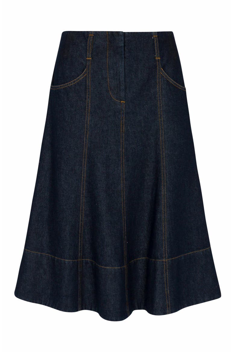 Gabrielle Denim Skirt, Alternate, color, DEEP SEA WASH