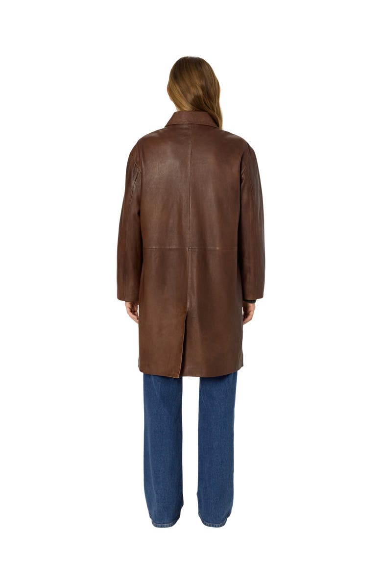 GERARD DAREL Madyson Long Leather Jacket, Alternate, color, Cigar