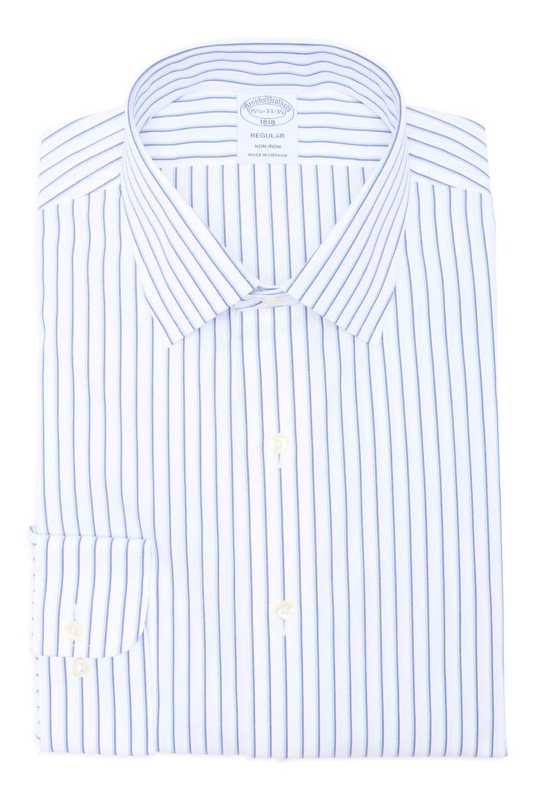 Regular Fit Non-Iron Stripe Button-Down Shirt, Alternate, color, WHITE SHADOW STRIPE
