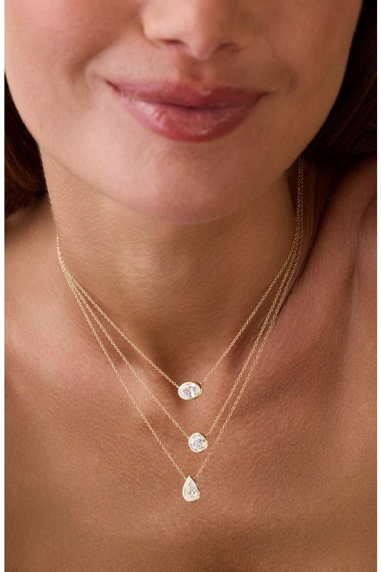 14k Gold Lab Grown Oval Diamond Floating Bezel Necklace, Alternate, color, 14K YELLOW GOLD