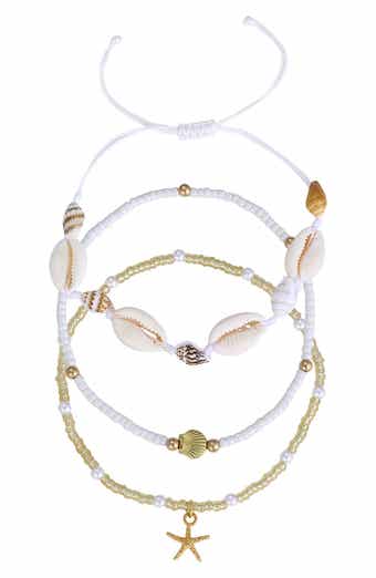 Set of 3 Shell and Bead Anklets