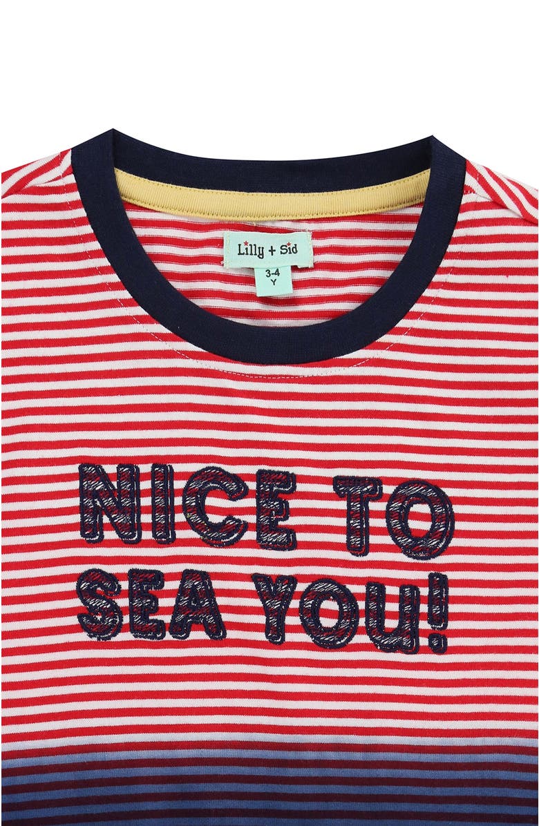 Lilly + Sid Organic Cotton Nice To Sea You Slogan Print T-Shirt, Alternate, color, Multi