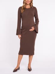 MOTHERHOOD MATERNITY Long Flared Sleeve Midi Sweater Dress