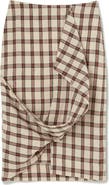 Róhe Check Draped Linen Skirt