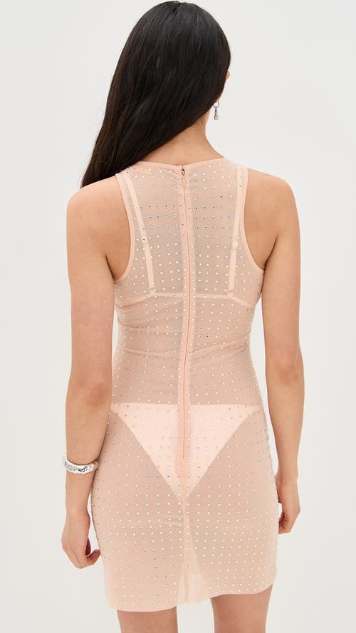 Dur Doux Zara Crystal Mini Dress Peach Stud In Nude