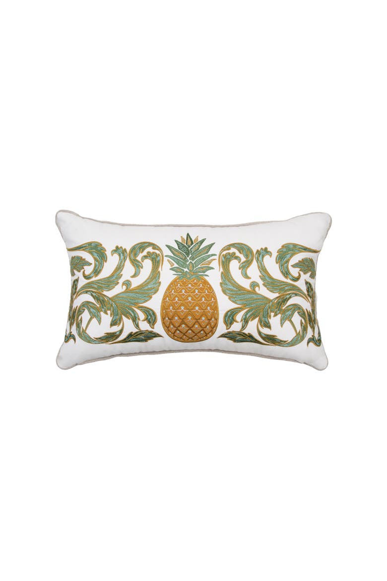 Pineapple Acanthus Indoor/Outdoor Lumbar Accent Pillow Decor, Main, color, Yellow