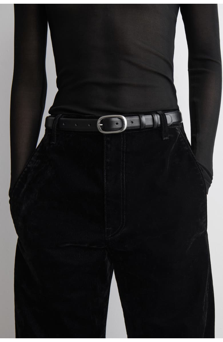 COS Flocked-Denim Barrel-Leg Pants, Alternate, color, Black