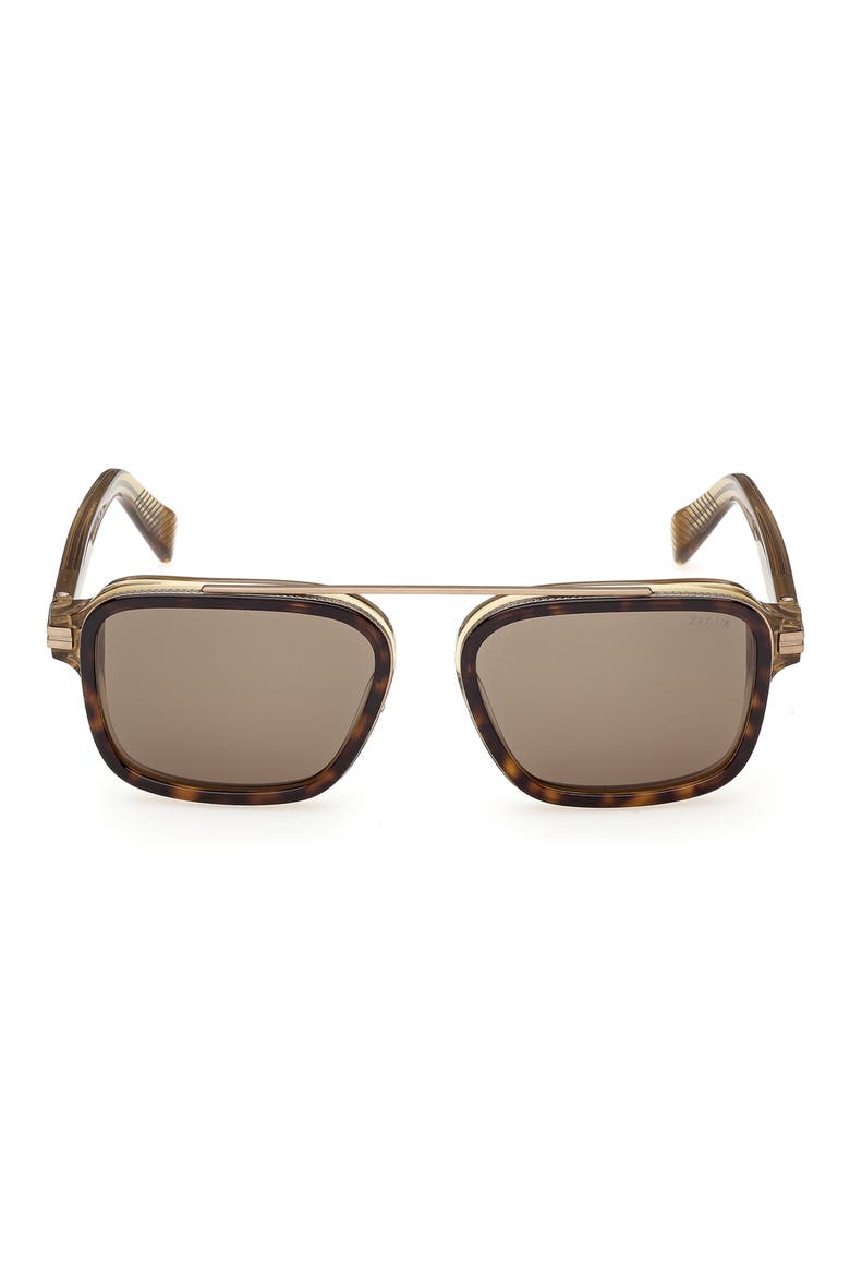 55mm Geometric Sunglasses, Main, color, TRANSPARENT SAND / HAVANA