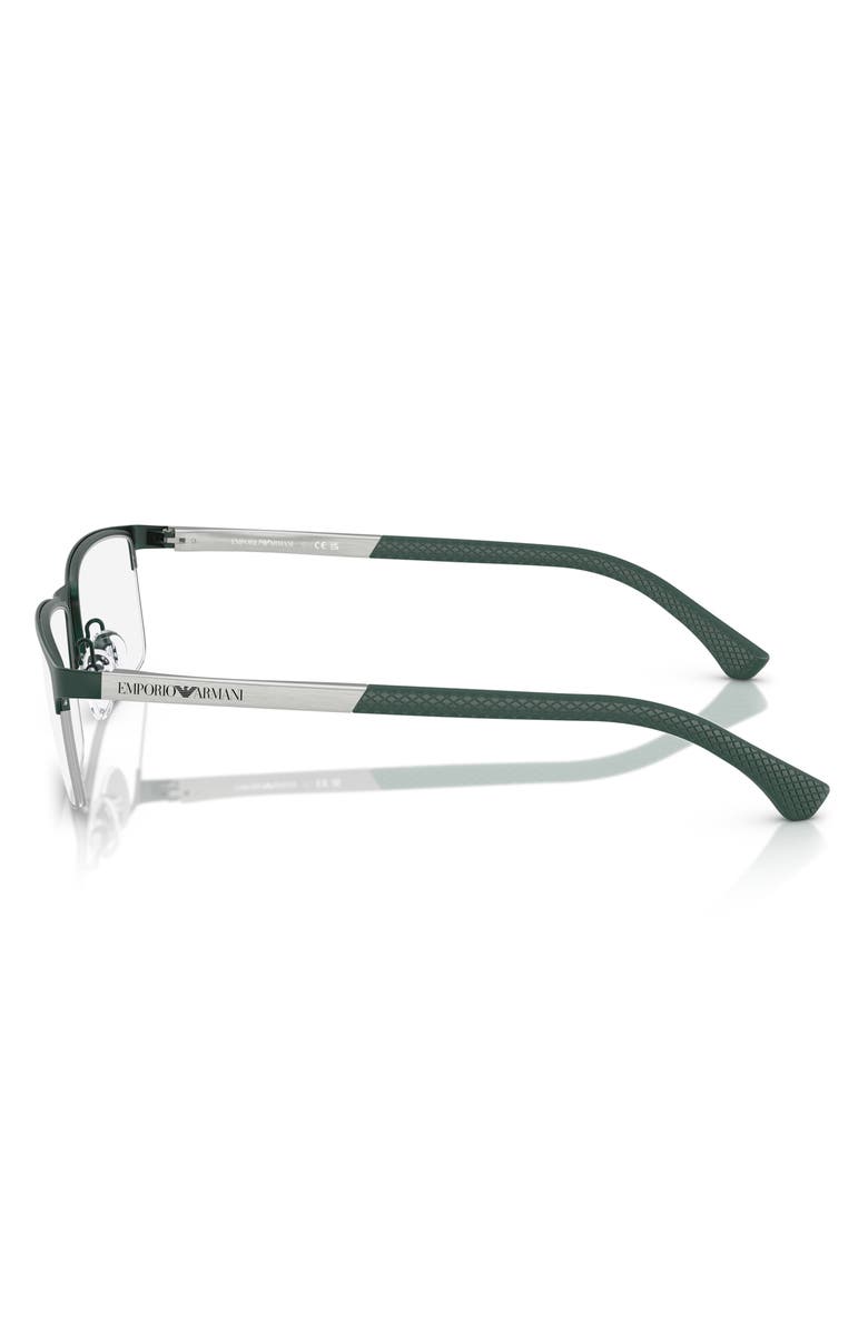 Emporio Armani 57mm Half Rim Optical Glasses, Alternate, color, Matte Green / Demo Lens