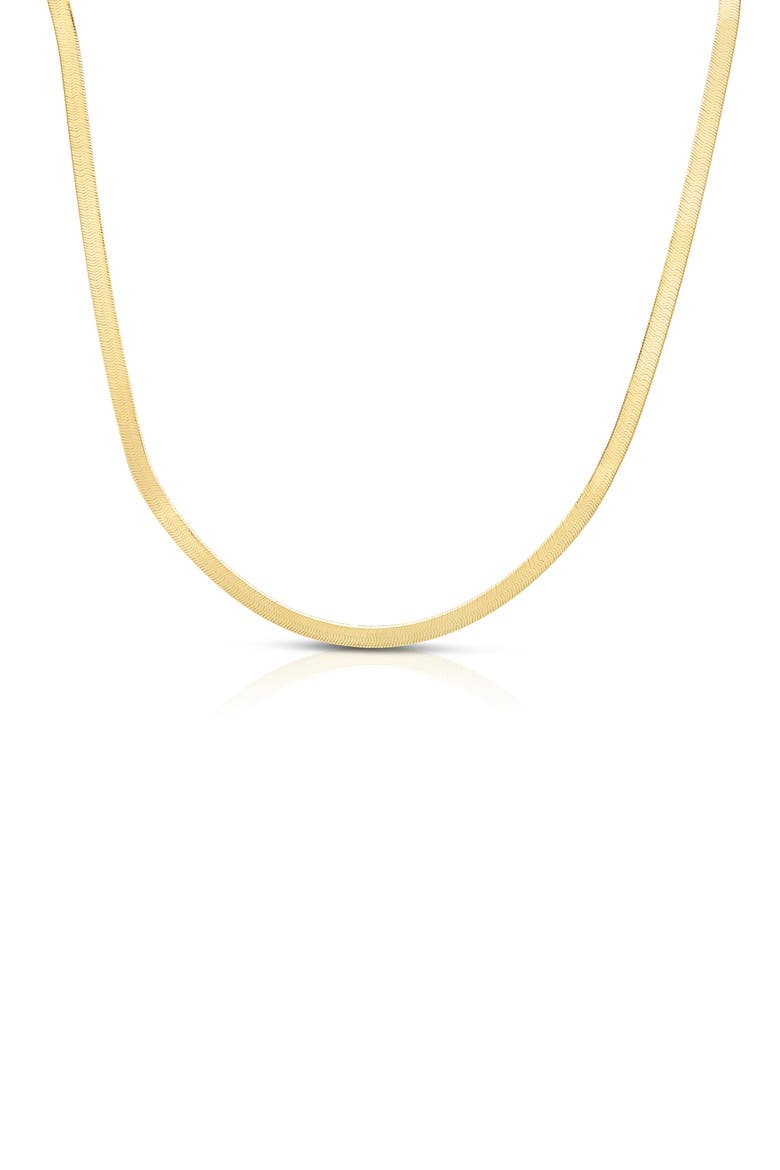 14K Gold Plated Sterling Silver 2.7mm Herringbone Chain Necklace, Main, color, YELLOW