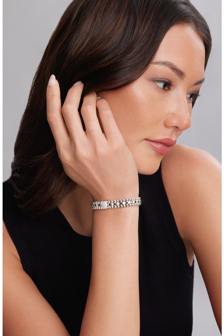 Caviar Spark Diamond Rectangle Link Bracelet, Alternate, color, SILVER/ DIAMOND