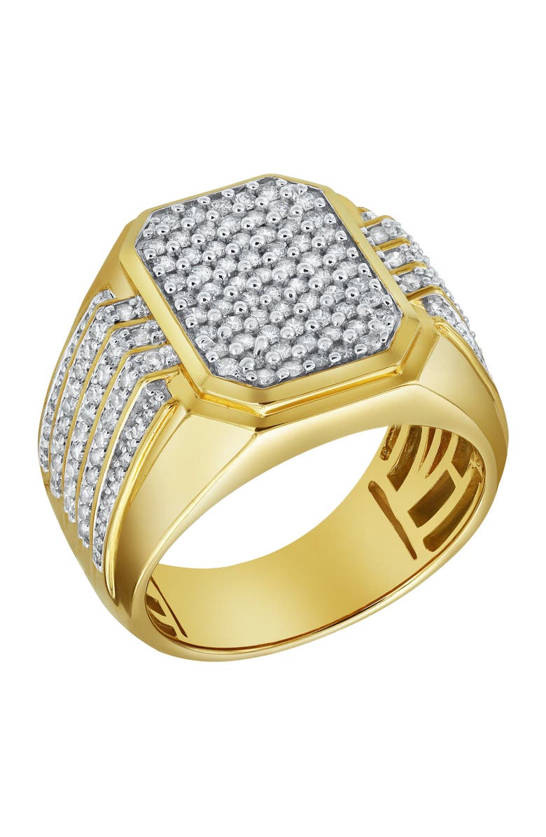 LuvMyJewelry HexWall 14K Yellow Gold Diamond Men Statement Ring - 1.3ct., Main, color, 14K Yellow Gold