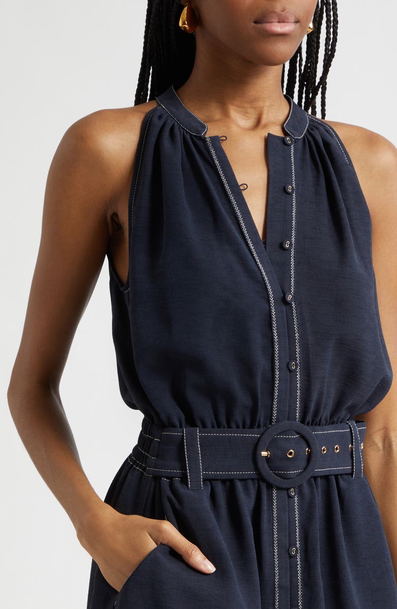 Ramy Brook Mavi Sleeveless Belted Minidress, Alternate, color, Navy