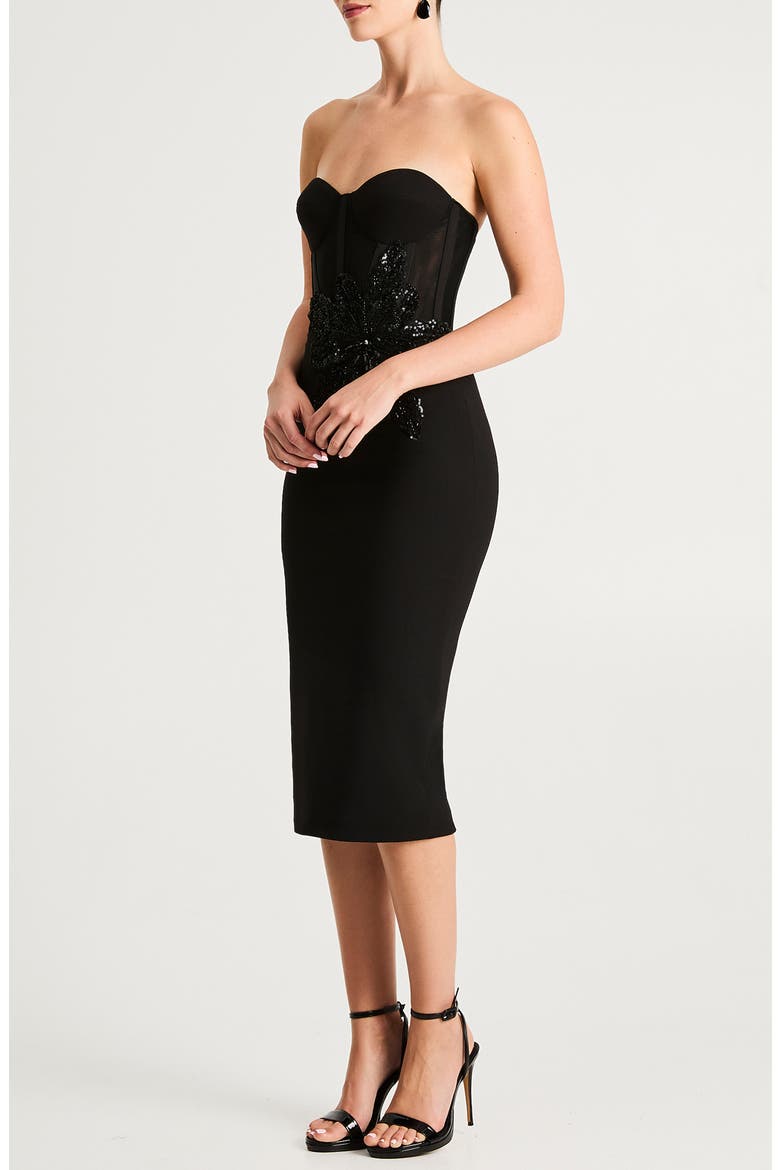 Stella Sequin Strapless Cocktail Dress, Alternate, color, BLACK