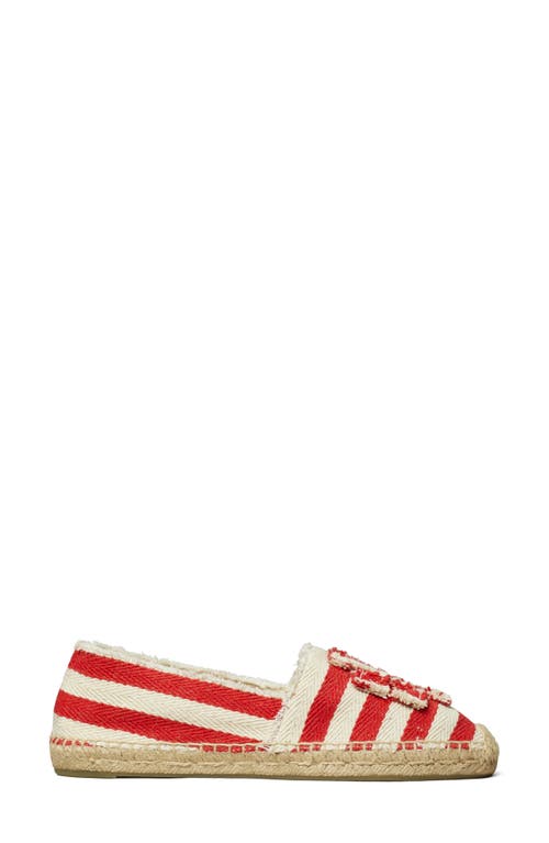 Tory Burch Fray Stripe Espadrille Flat In Rojo