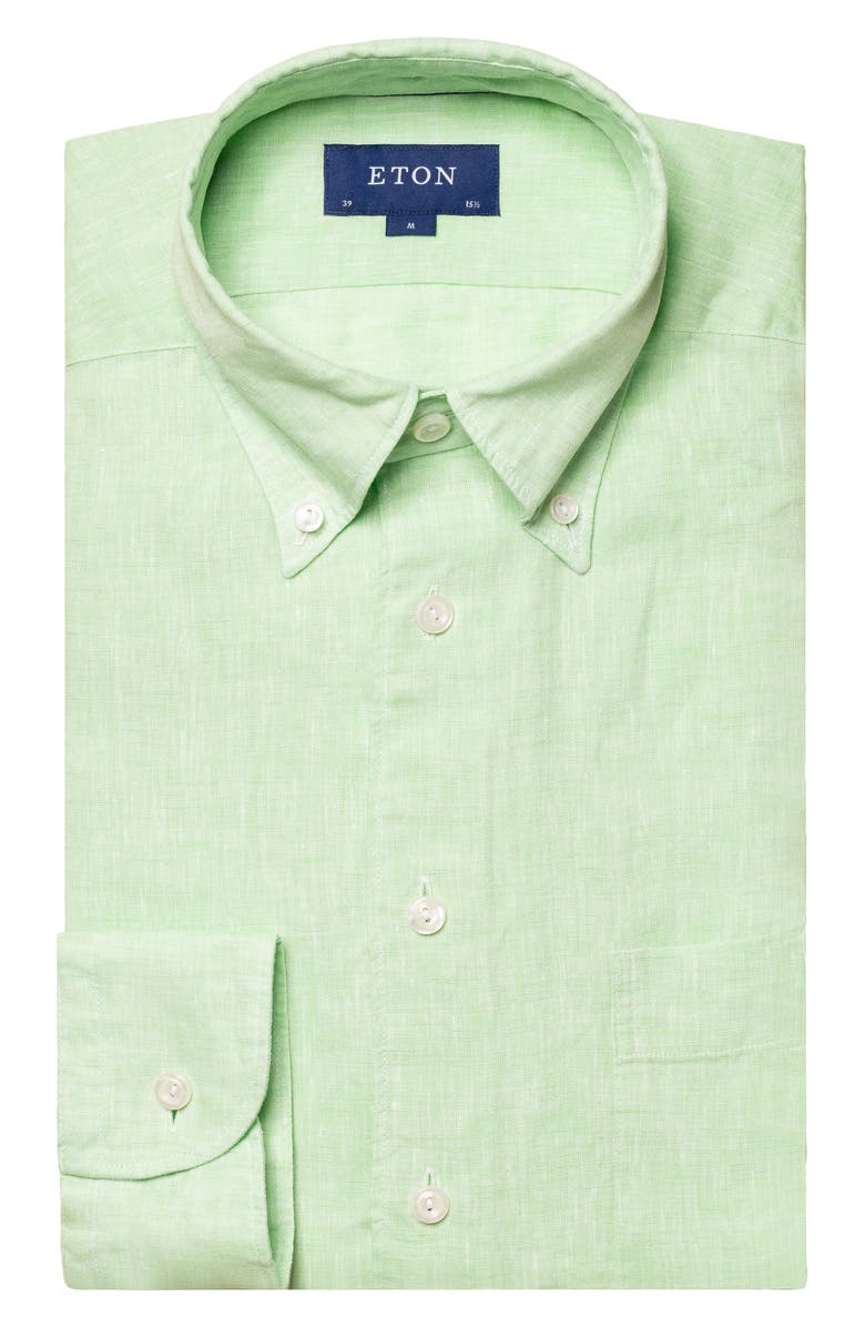 Eton Contemporary Fit Linen Dress Shirt, Alternate, color, 