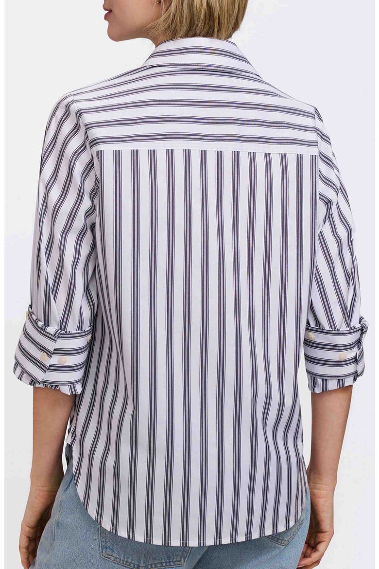Meghan Stripe Cotton Blend Button-Up Shirt, Alternate, color, BLACK/ WHITE