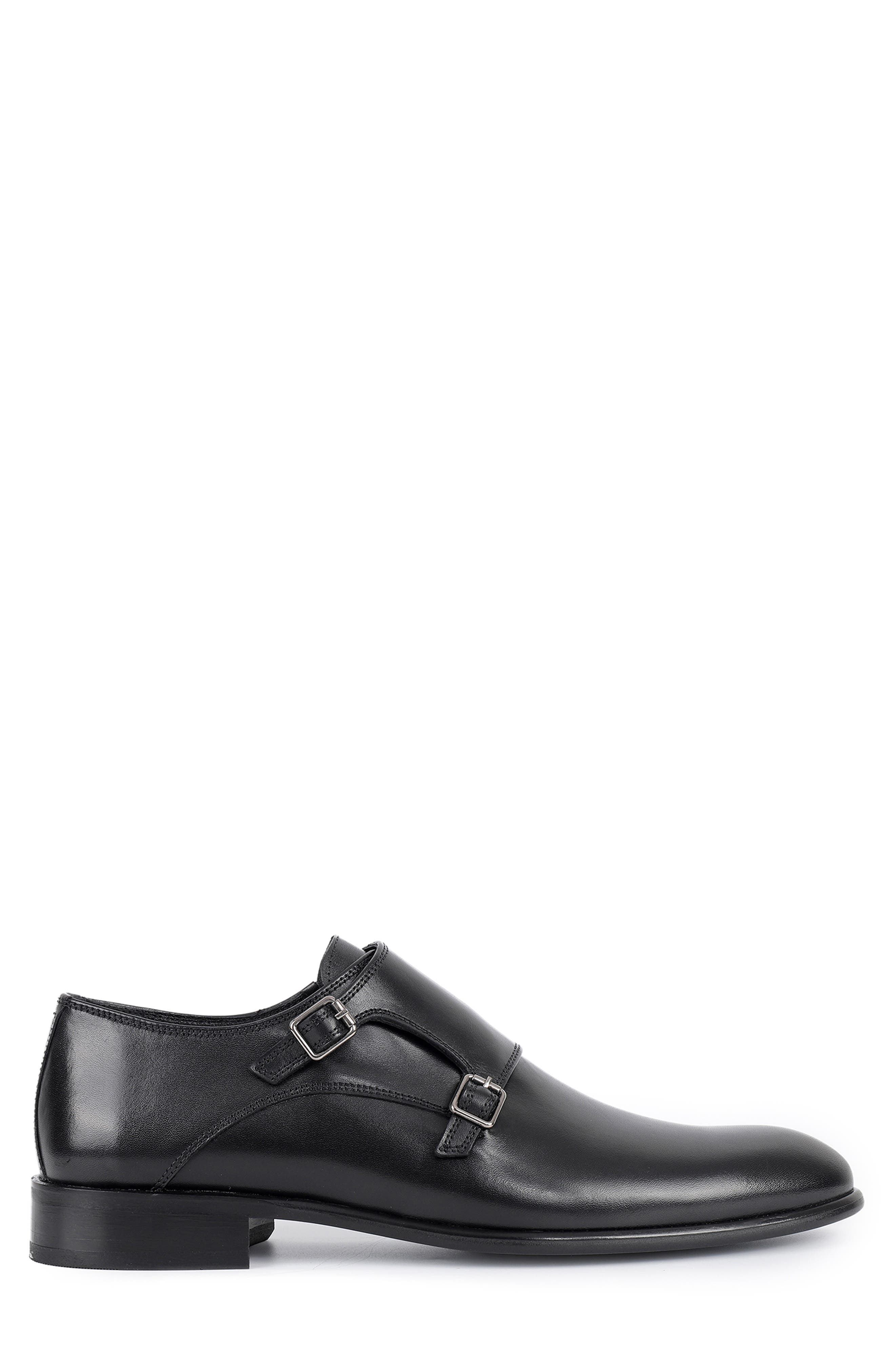 VELLAPAIS Nemo Double Monk Strap Leather Loafer, Alternate, color, Black