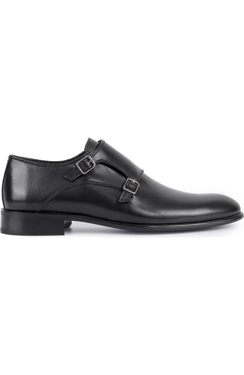 VELLAPAIS Nemo Double Monk Strap Leather Loafer, Alternate, color, Black