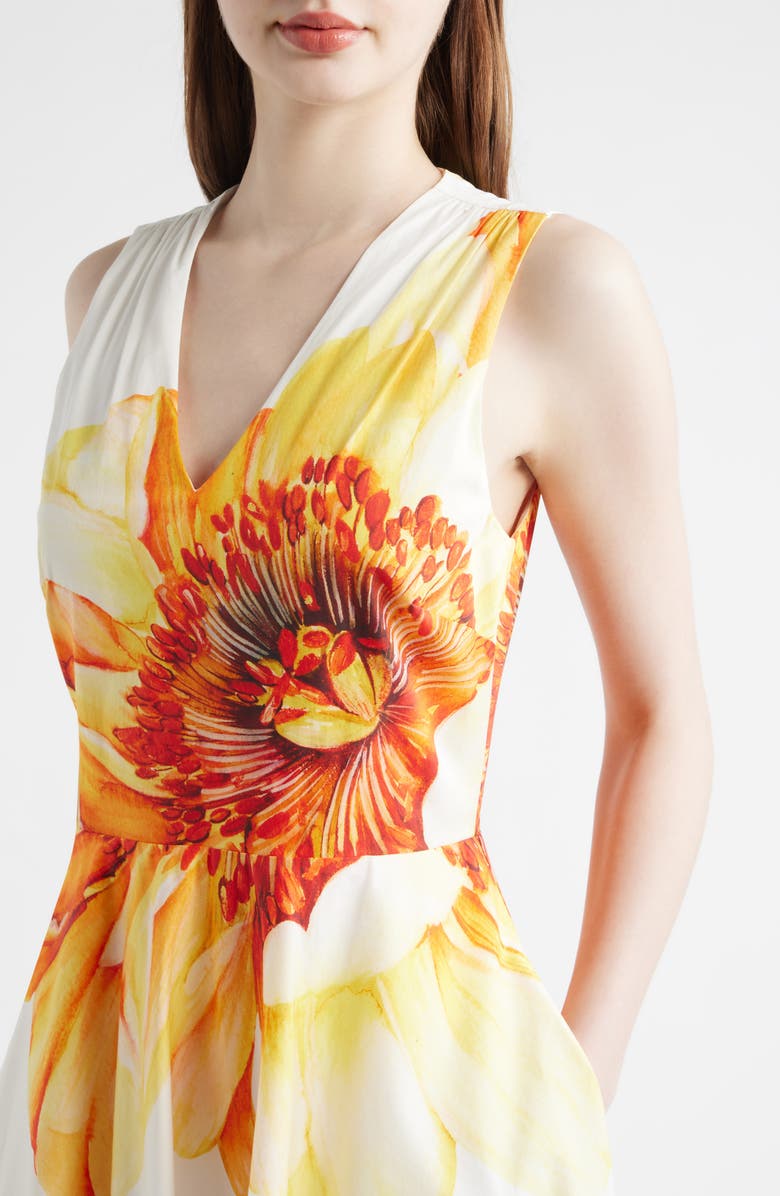 Elie Tahari The Ines Spring Meadow Floral Midi Dress, Alternate, color, Spring Meadow