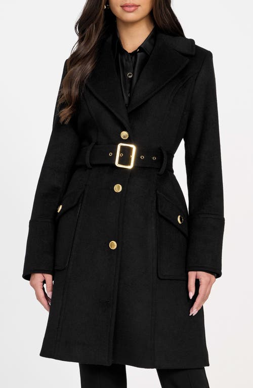 Marciano Alice Belted Coat With Removable Faux Fur Collar In Black