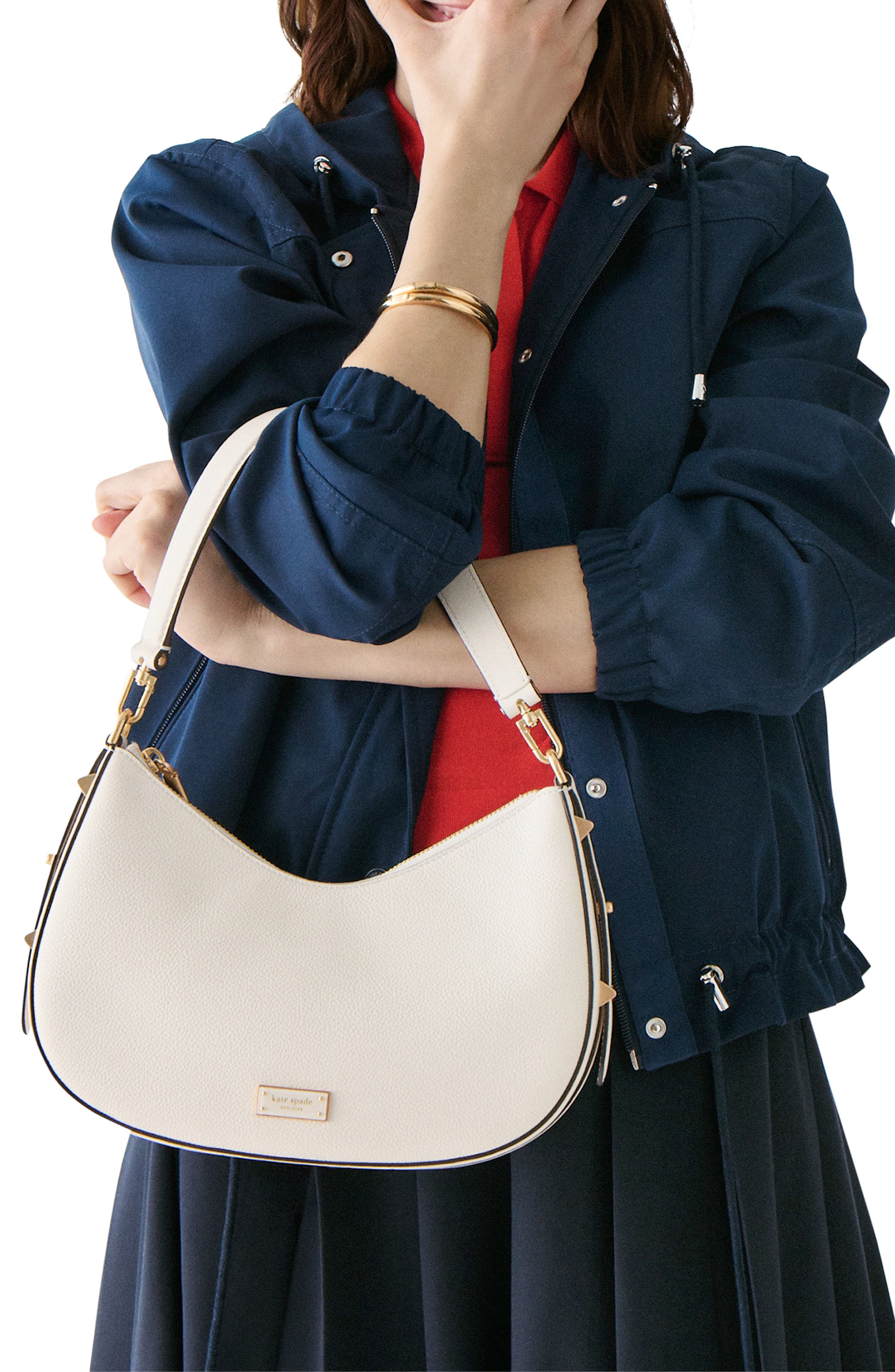 liv pebble leather convertible shoulder bag, Alternate, color, CASHEW MILK