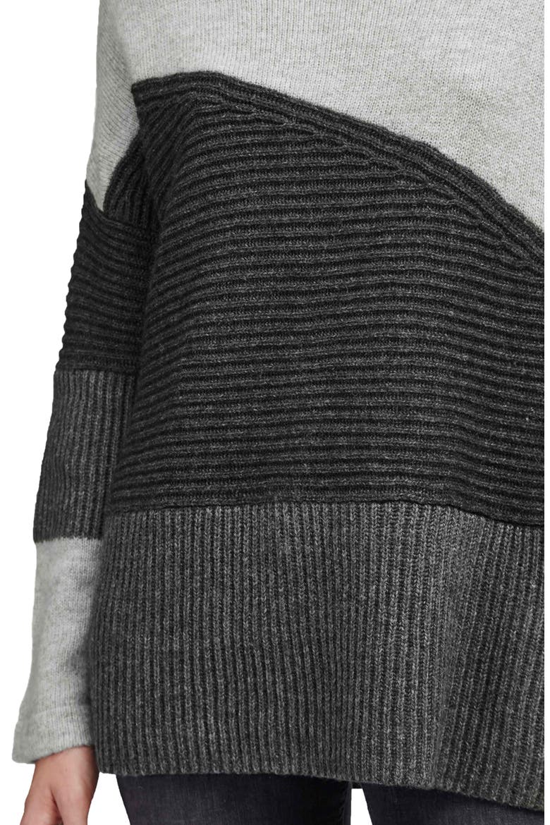 Patchwork Mock Neck Sweater, Alternate, color, GREY MELANGE