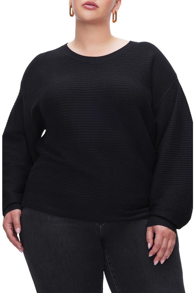 Rib Crewneck Sweater, Alternate, color, BLACK