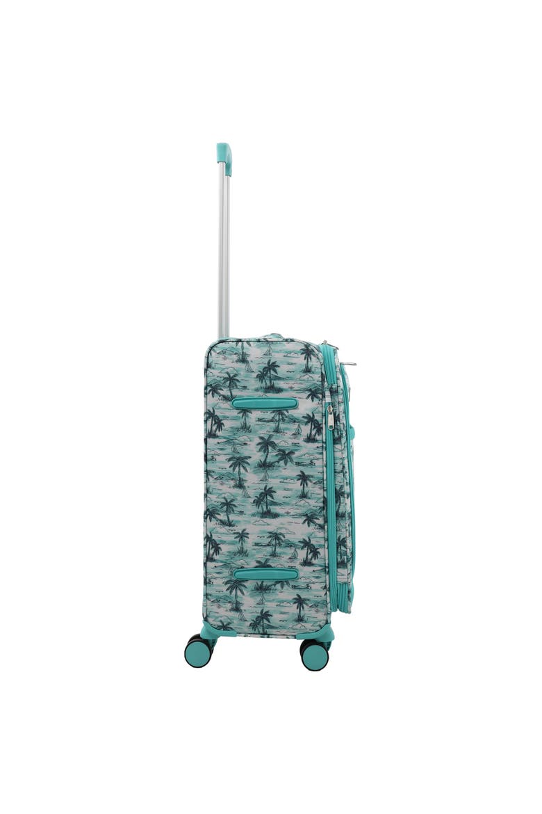 Palm Print 26" Expandable Softside Spinner, Alternate, color, Aqua