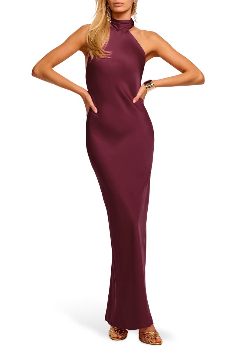 tatiana halter midi dress Ramy Brook Neck Satin Gown (Women) Floral tie