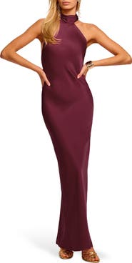 Ramy Brook Tatiana Halter Neck Satin Gown