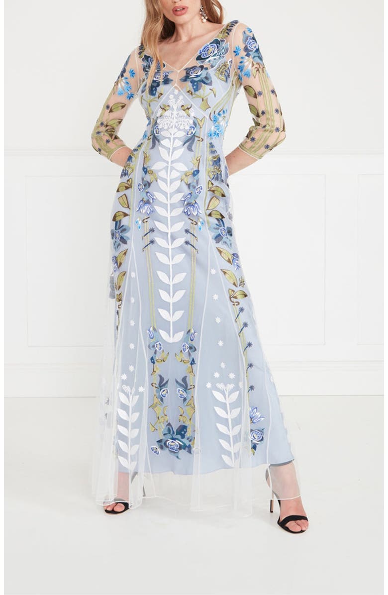Temperley London Lucille V-Neck Dress, Main, color, Frost Blue