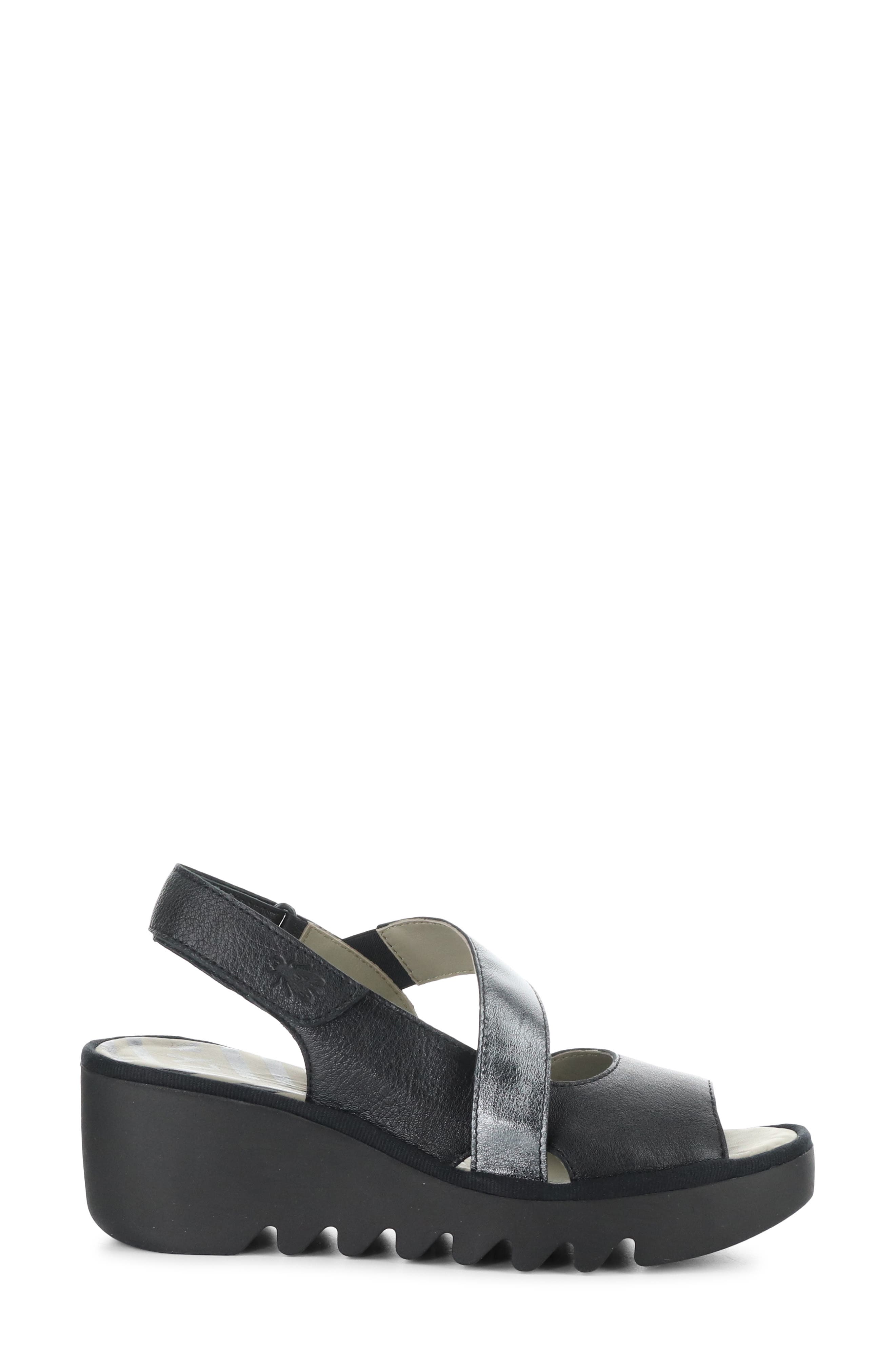Fly London Basy Slingback Platform Wedge Sandal, Alternate, color, Black/ Graphite