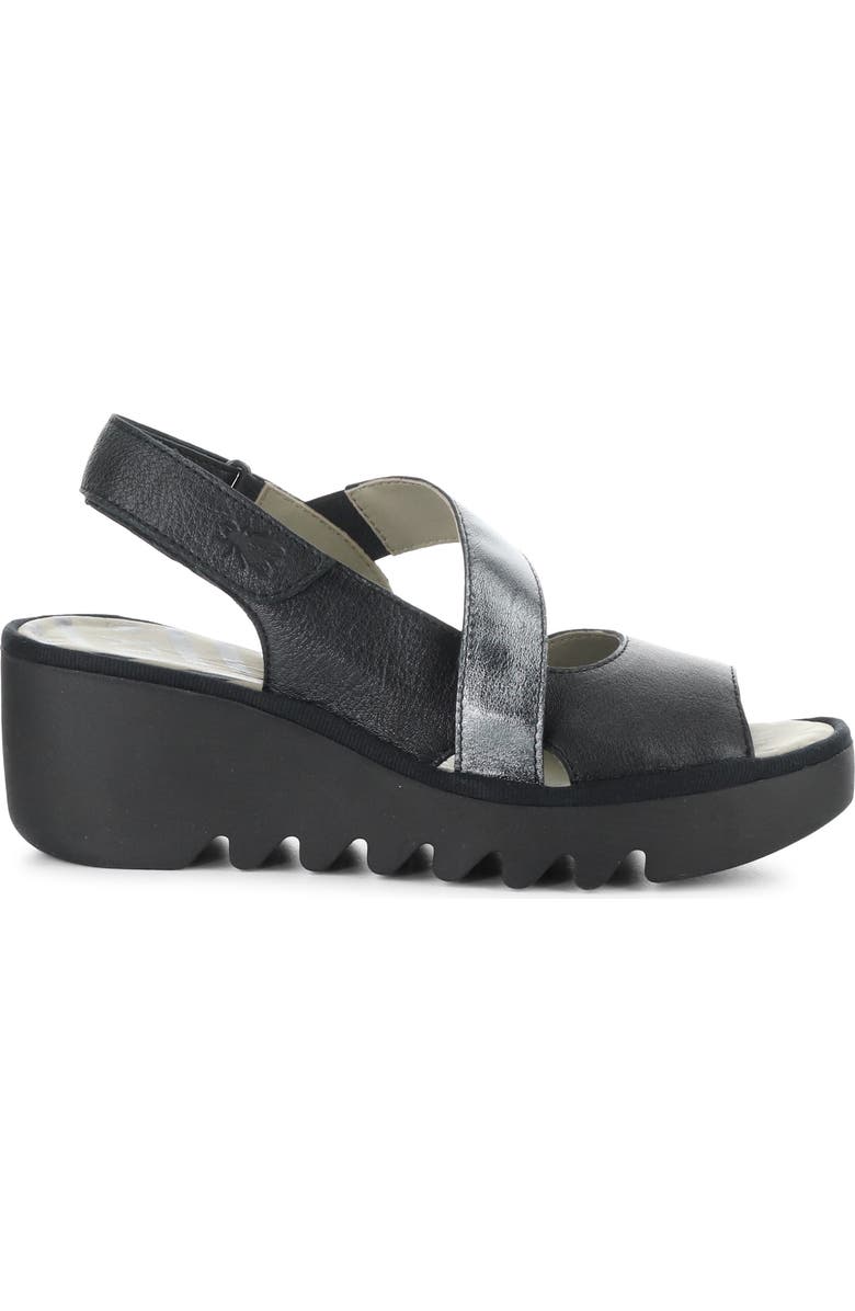 Fly London Basy Slingback Platform Wedge Sandal, Alternate, color, Black/ Graphite