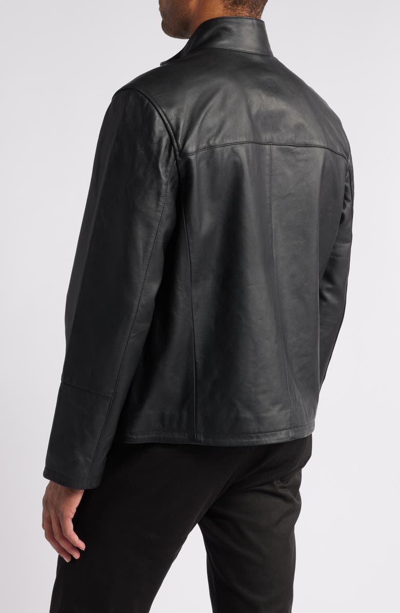Cole Haan Classic Leather Moto Jacket, Alternate, color, Black