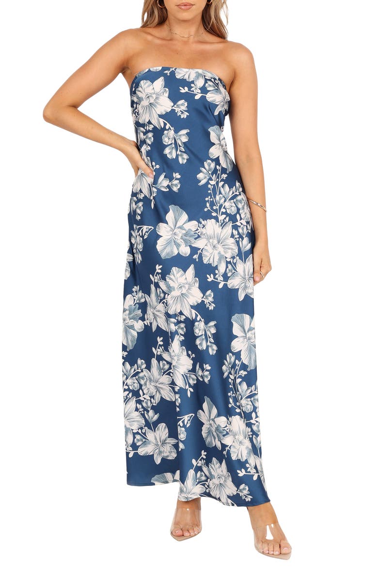 Gemma Floral Strapless Maxi Dress, Main, color, BLUE FLORAL