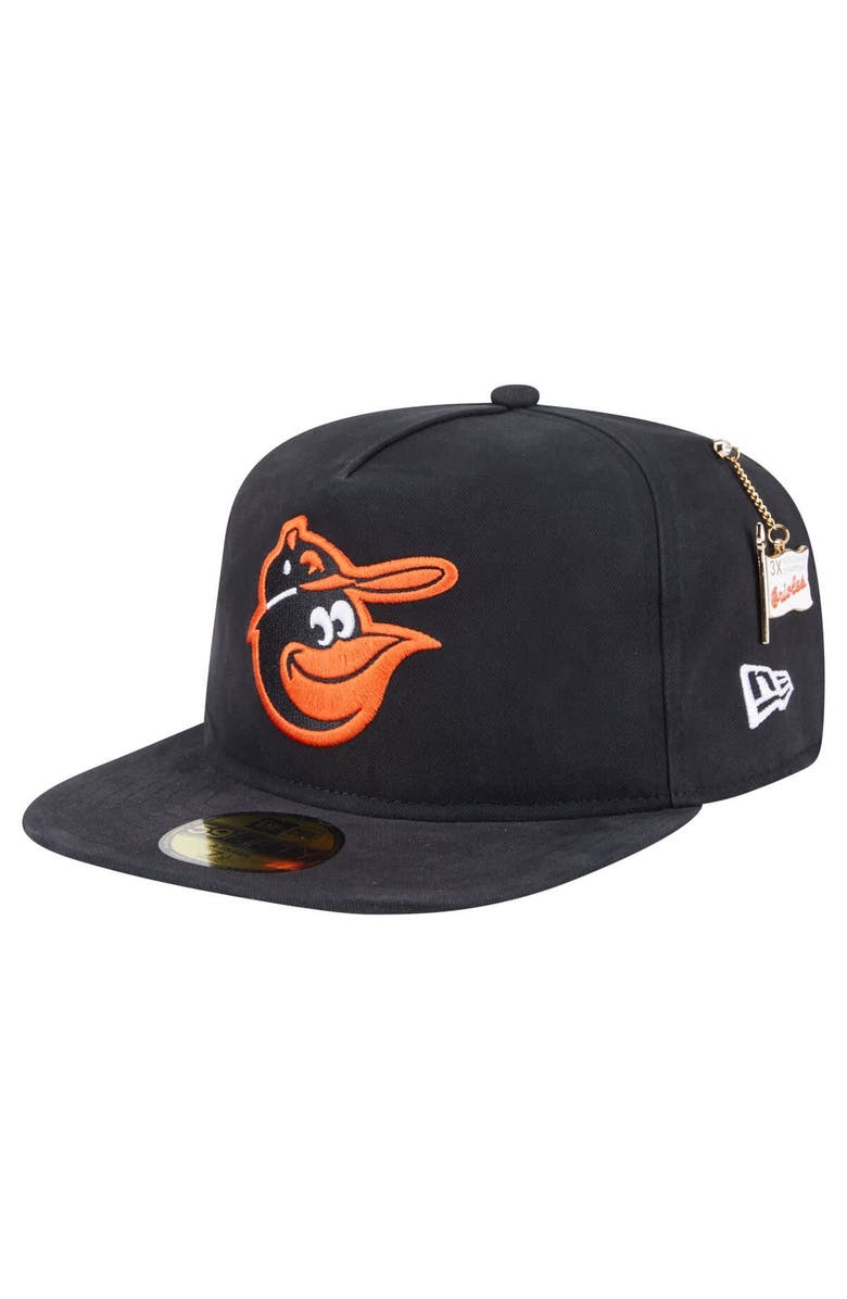 New Era Men's New Era  Black Baltimore Orioles Championship Side Flag A-Frame 59FIFTY Fitted Hat, Main, color, Black