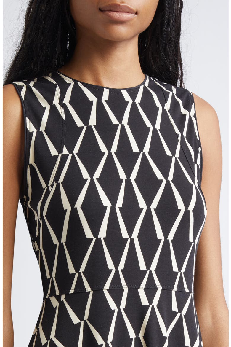 Lampara Geo Print Jersey Midi Dress, Alternate, color, BLACK